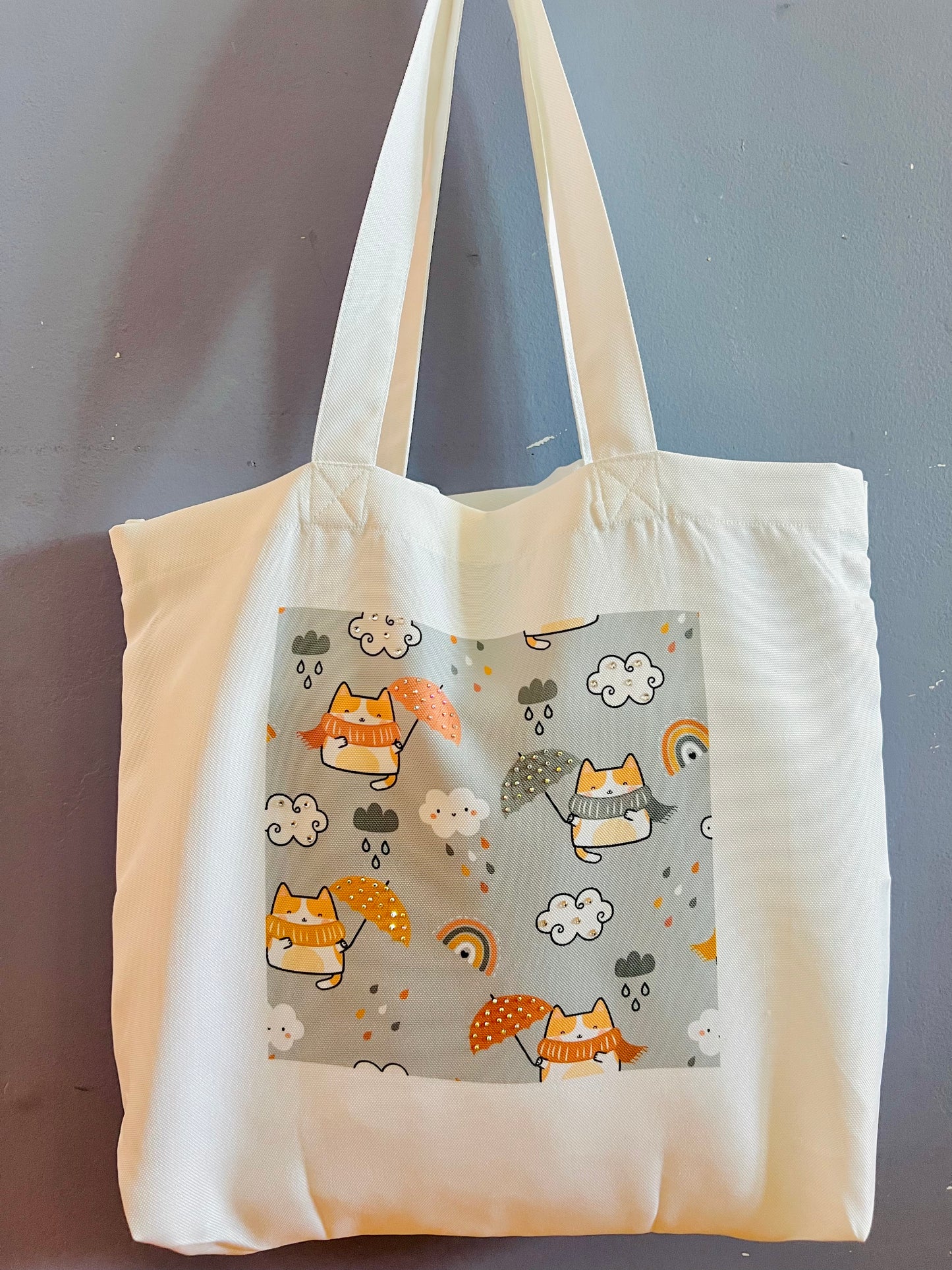 Kawaii Cats with Umbrella Tote Bag