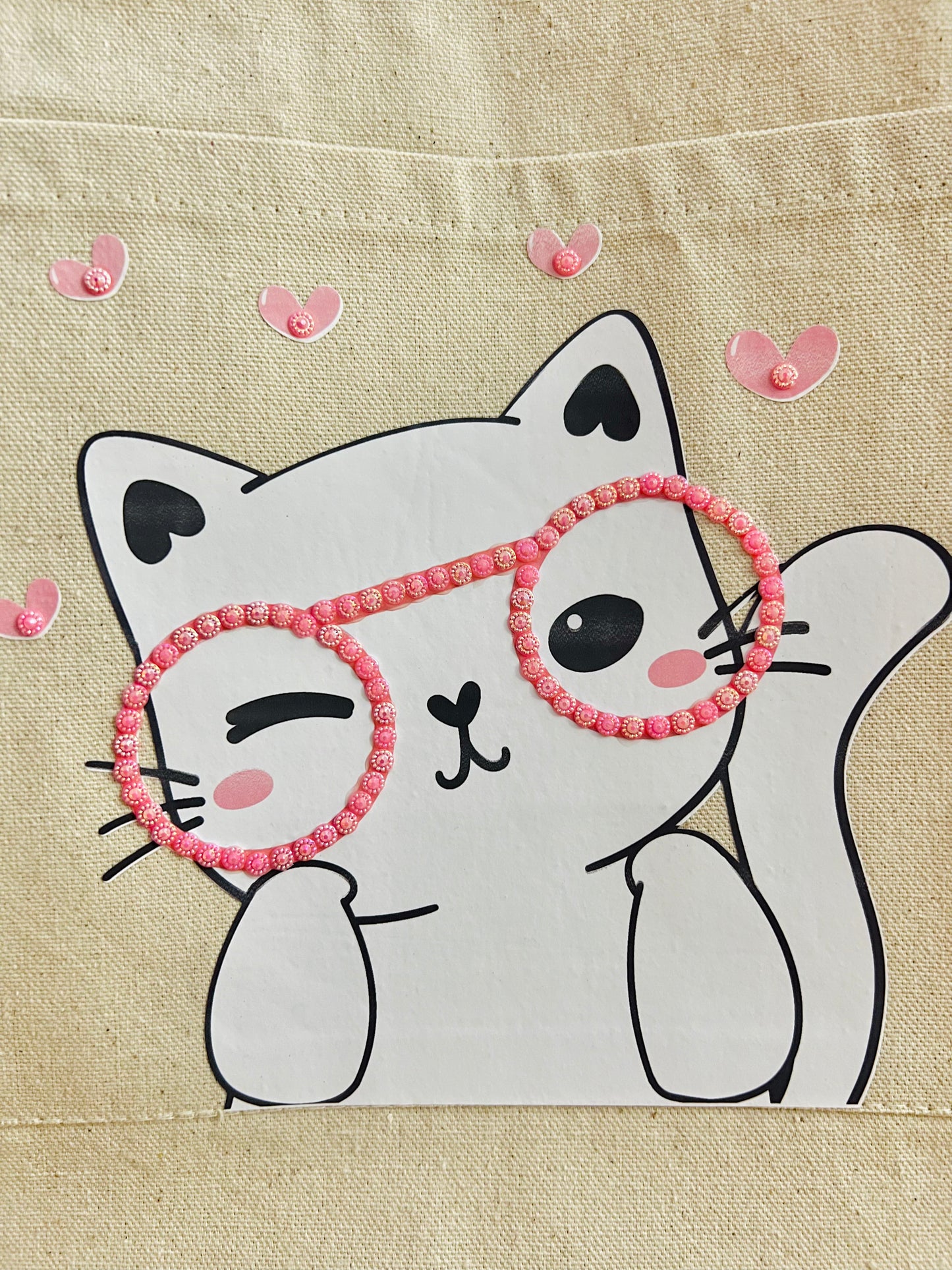 Kawaii Cat in Glasses Tote Bag