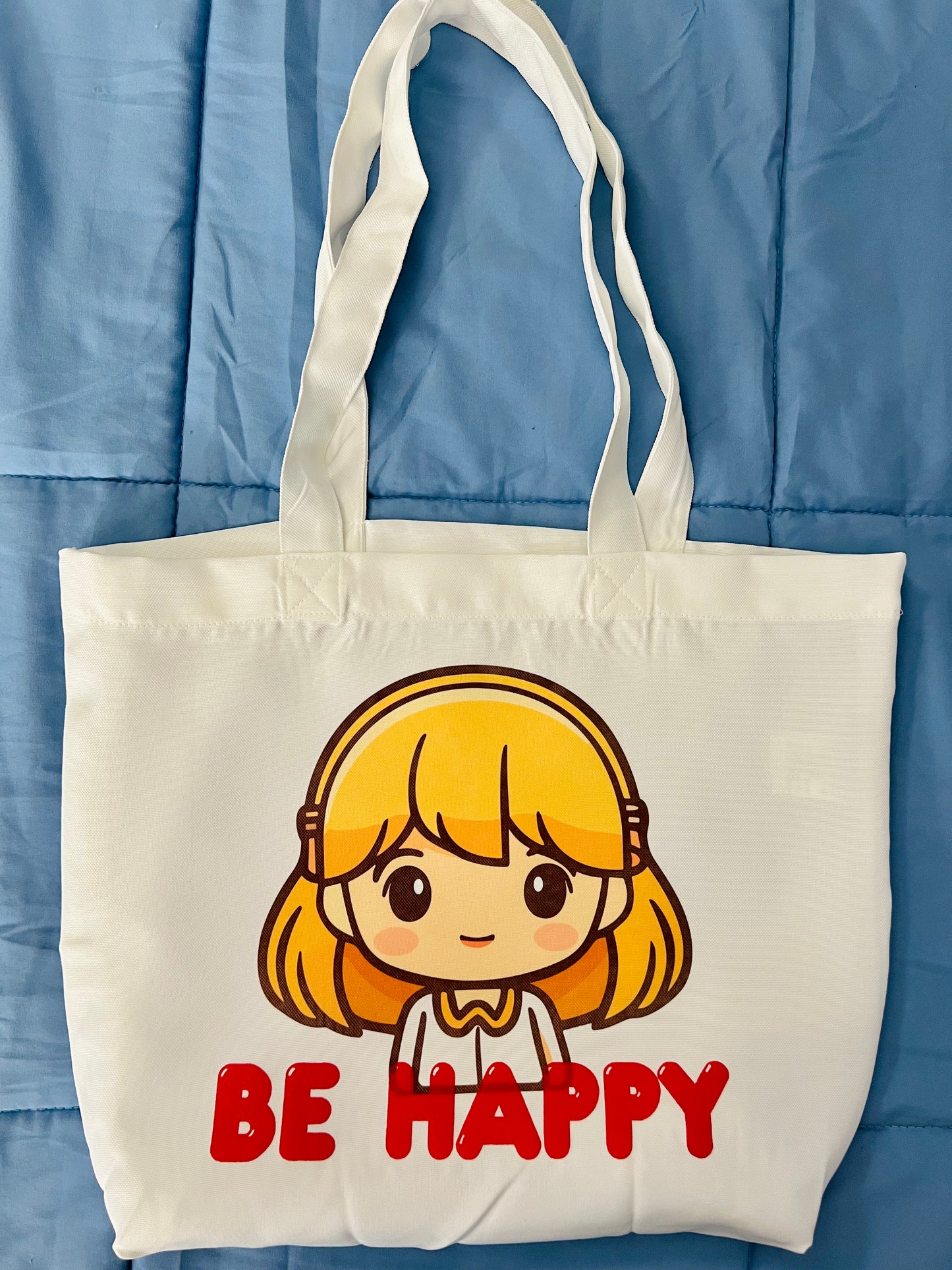 Kawaii Girl Be Happy Tote Bag